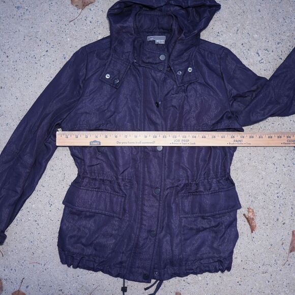 Vince Tencel Utility Jacket Navy Blue XS Hooded Adjustable Quiet Luxury - Picture 13 of 16